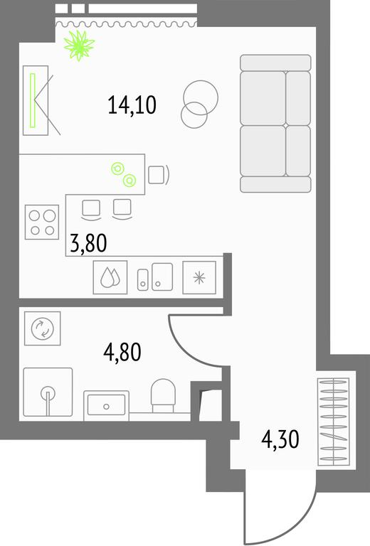 Apartment Sale, 27.4 sq. m. at Upside Towers, Ogorodny Drive, 4с1, Moscow, Russia #1 Apartment Sale, 27.4 sq. m. at Upside Towers, Ogorodny Drive, 4с1, Moscow, Russia #1