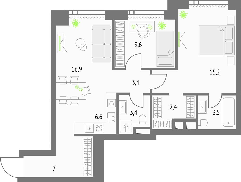 2-BD Apartment Sale, 68.3 sq. m. at Upside Towers, Ogorodny Drive, 4с1, Moscow, Russia #1 2-BD Apartment Sale, 68.3 sq. m. at Upside Towers, Ogorodny Drive, 4с1, Moscow, Russia #1