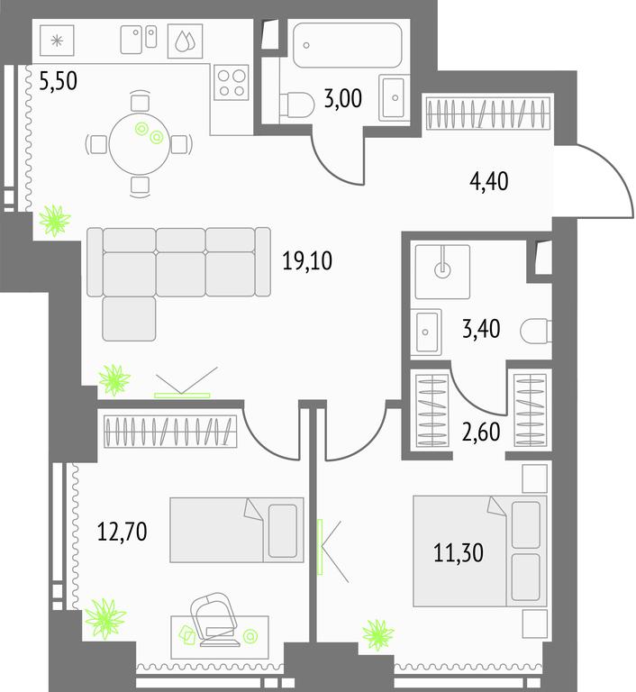 2-BD Apartment Sale, 63.2 sq. m. at Upside Towers, Ogorodny Drive, 4с1, Moscow, Russia #1 2-BD Apartment Sale, 63.2 sq. m. at Upside Towers, Ogorodny Drive, 4с1, Moscow, Russia #1