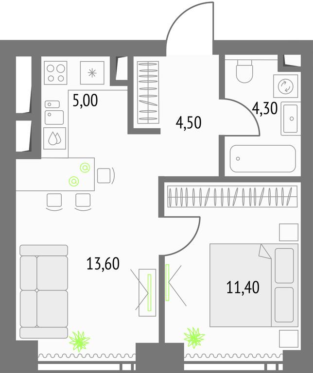 1-BD Apartment Sale, 39.8平方米 at Upside Towers, Ogorodny Drive, 4с1, Moscow, Russia #1 1-BD Apartment Sale, 39.8平方米 at Upside Towers, Ogorodny Drive, 4с1, Moscow, Russia #1