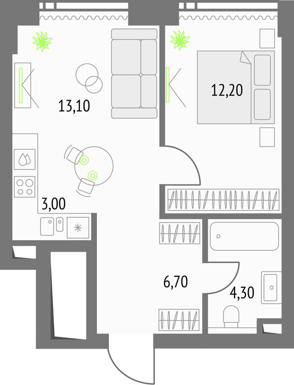 1-BD Apartment Sale, 39.9 sq. m. at Upside Towers, Ogorodny Drive, 4с1, Moscow, Russia #1
