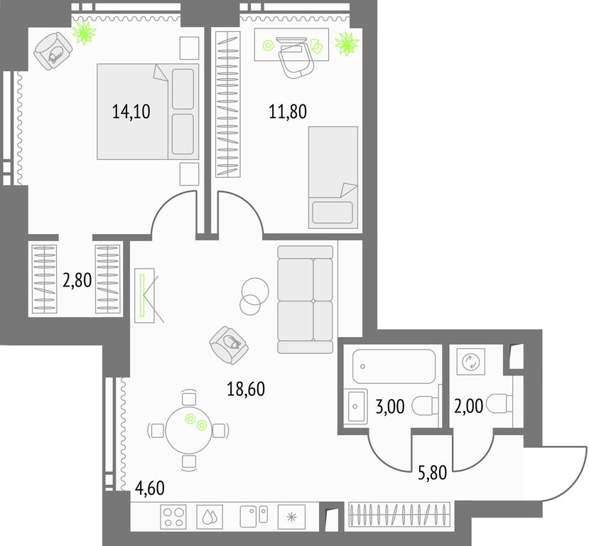 2-BD Apartment Sale, 64.5 sq. m. at Upside Towers, Ogorodny Drive, 4с1, Moscow, Russia #1 2-BD Apartment Sale, 64.5 sq. m. at Upside Towers, Ogorodny Drive, 4с1, Moscow, Russia #1