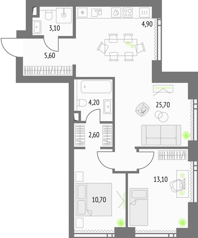 2-BD Apartment Sale, 70.9 sq. m. at Upside Towers, Ogorodny Drive, 4с1, Moscow, Russia #1 2-BD Apartment Sale, 70.9 sq. m. at Upside Towers, Ogorodny Drive, 4с1, Moscow, Russia #1