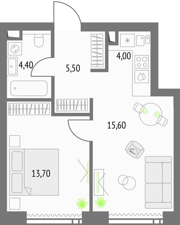 1-BD Apartment Sale, 44.1 sq. m. at Upside Towers, Ogorodny Drive, 4с1, Moscow, Russia #1