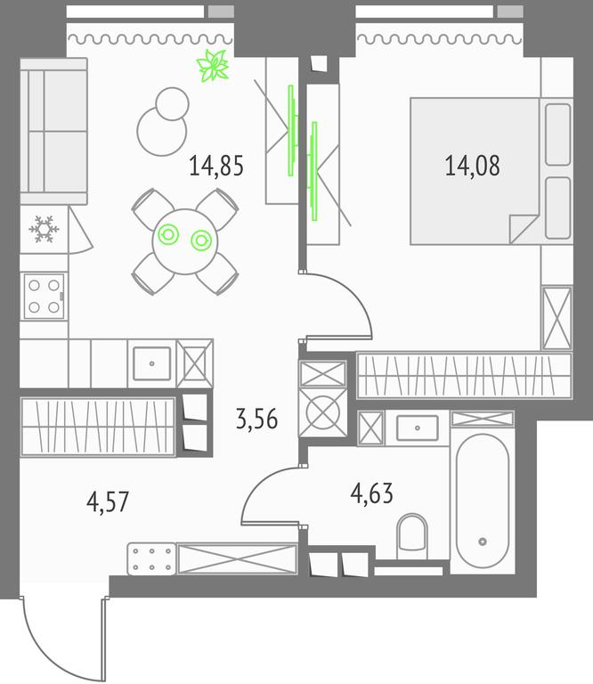 1-BD Apartment Sale, 41.69 sq. m. at Upside Towers, Ogorodny Drive, 4с1, Moscow, Russia #1 1-BD Apartment Sale, 41.69 sq. m. at Upside Towers, Ogorodny Drive, 4с1, Moscow, Russia #1