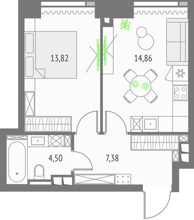 1-BD Apartment Sale, 40.56平方米 at Upside Towers, Ogorodny Drive, 4с1, Moscow, Russia #1 1-BD Apartment Sale, 40.56平方米 at Upside Towers, Ogorodny Drive, 4с1, Moscow, Russia #1