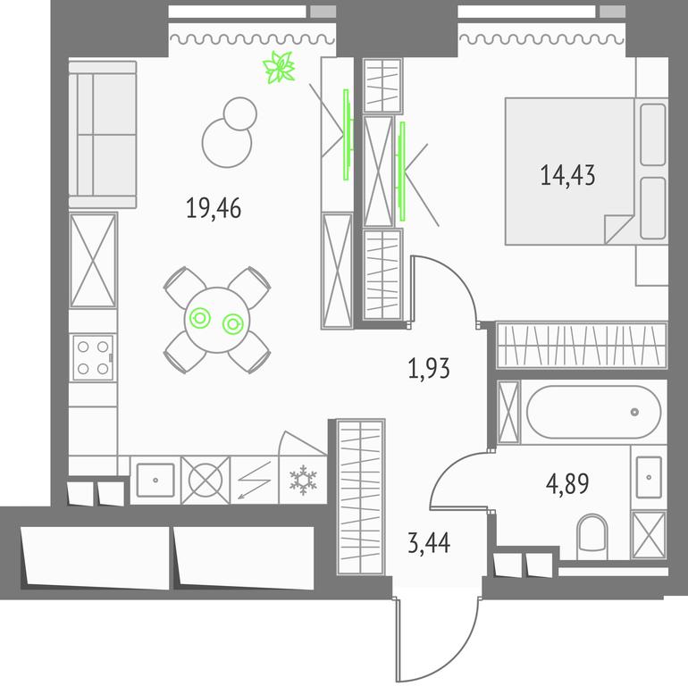 1-BD Apartment Sale, 44.15 sq. m. at Upside Towers, Ogorodny Drive, 4с1, Moscow, Russia #1 1-BD Apartment Sale, 44.15 sq. m. at Upside Towers, Ogorodny Drive, 4с1, Moscow, Russia #1