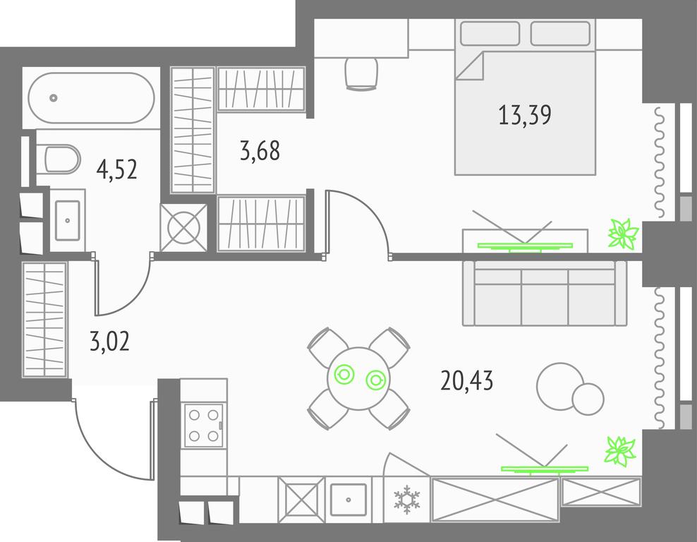 1-BD Apartment Sale, 45.04 sq. m. at Upside Towers, Ogorodny Drive, 4с1, Moscow, Russia #1 1-BD Apartment Sale, 45.04 sq. m. at Upside Towers, Ogorodny Drive, 4с1, Moscow, Russia #1