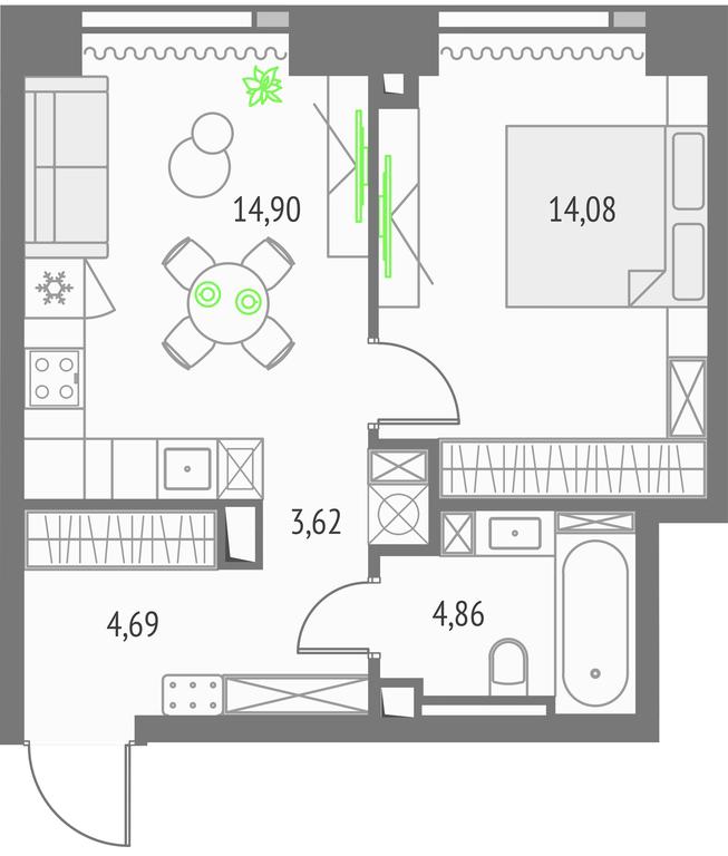 1-BD Apartment Sale, 41.87平方米 at Upside Towers, Ogorodny Drive, 4с1, Moscow, Russia #1 1-BD Apartment Sale, 41.87平方米 at Upside Towers, Ogorodny Drive, 4с1, Moscow, Russia #1