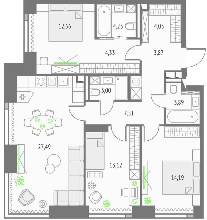 3-BD Apartment Sale, 98.32 sq. m. at Upside Towers, Ogorodny Drive, 4с1, Moscow, Russia #1 3-BD Apartment Sale, 98.32 sq. m. at Upside Towers, Ogorodny Drive, 4с1, Moscow, Russia #1