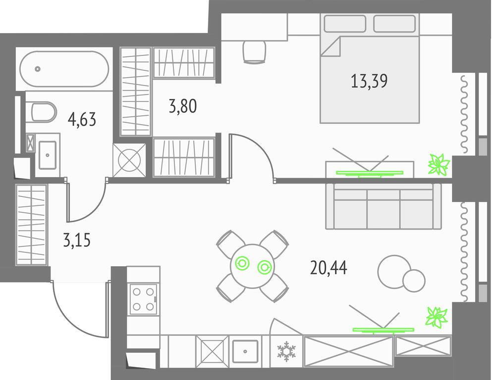 1-BD Apartment Sale, 45.39 sq. m. at Upside Towers, Ogorodny Drive, 4с1, Moscow, Russia #1 1-BD Apartment Sale, 45.39 sq. m. at Upside Towers, Ogorodny Drive, 4с1, Moscow, Russia #1