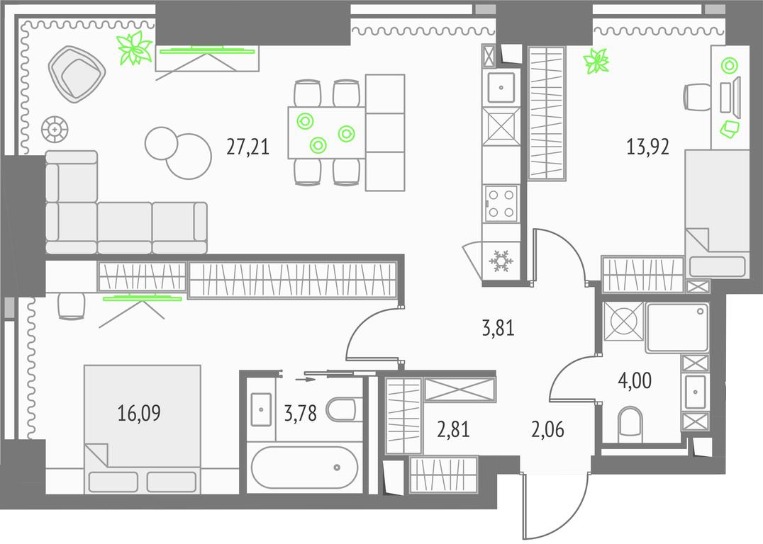 2-BD Apartment Sale, 73.68 sq. m. at Upside Towers, Ogorodny Drive, 4с1, Moscow, Russia #1 2-BD Apartment Sale, 73.68 sq. m. at Upside Towers, Ogorodny Drive, 4с1, Moscow, Russia #1
