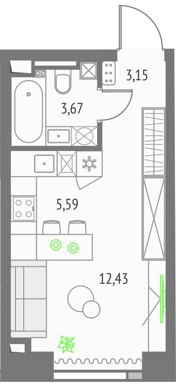 Apartment Sale, 24.85平方米 at Upside Towers, Ogorodny Drive, 4с1, Moscow, Russia #1 Apartment Sale, 24.85平方米 at Upside Towers, Ogorodny Drive, 4с1, Moscow, Russia #1