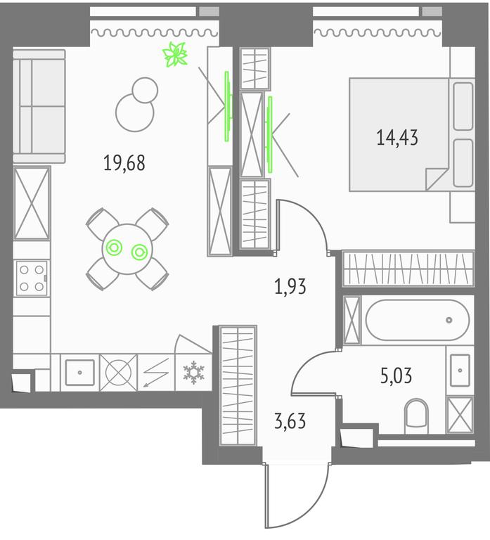 1-BD Apartment Sale, 44.7 sq. m. at Upside Towers, Ogorodny Drive, 4с1, Moscow, Russia #1 1-BD Apartment Sale, 44.7 sq. m. at Upside Towers, Ogorodny Drive, 4с1, Moscow, Russia #1