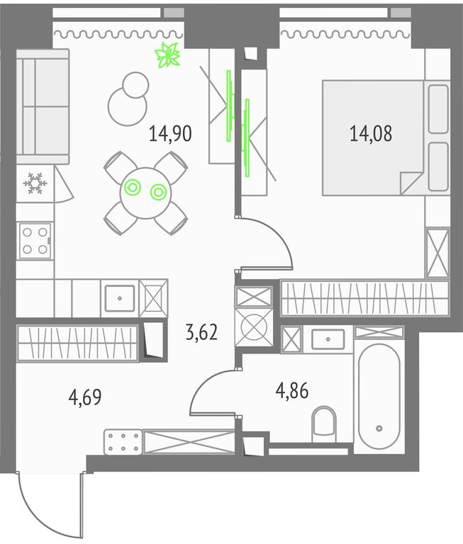 1-BD Apartment Sale, 42.15平方米 at Upside Towers, Ogorodny Drive, 4с1, Moscow, Russia #1 1-BD Apartment Sale, 42.15平方米 at Upside Towers, Ogorodny Drive, 4с1, Moscow, Russia #1