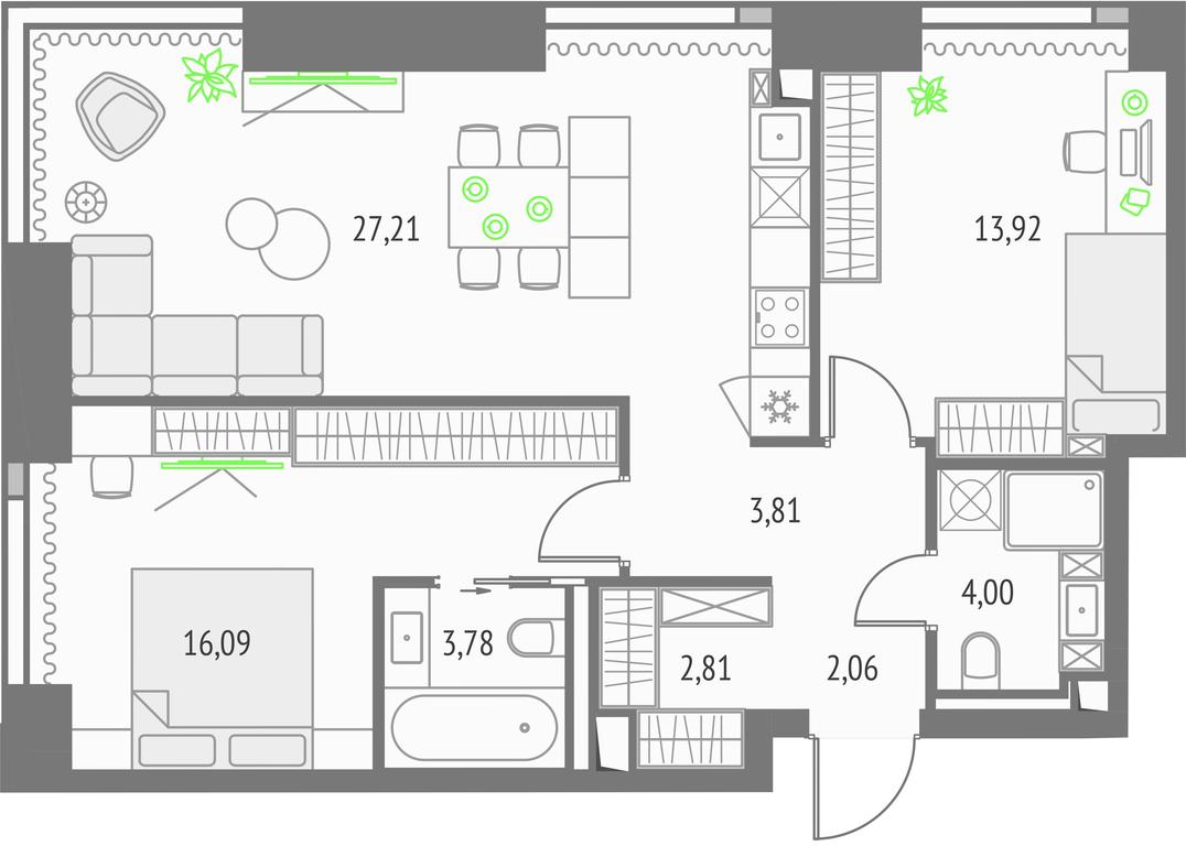 2-BD Apartment Sale, 73.68 sq. m. at Upside Towers, Ogorodny Drive, 4с1, Moscow, Russia #1 2-BD Apartment Sale, 73.68 sq. m. at Upside Towers, Ogorodny Drive, 4с1, Moscow, Russia #1