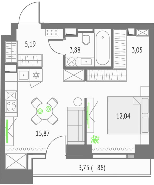 Apartment Sale, 40.03平方米 at Upside Towers, Ogorodny Drive, 4с1, Moscow, Russia #1 Apartment Sale, 40.03平方米 at Upside Towers, Ogorodny Drive, 4с1, Moscow, Russia #1