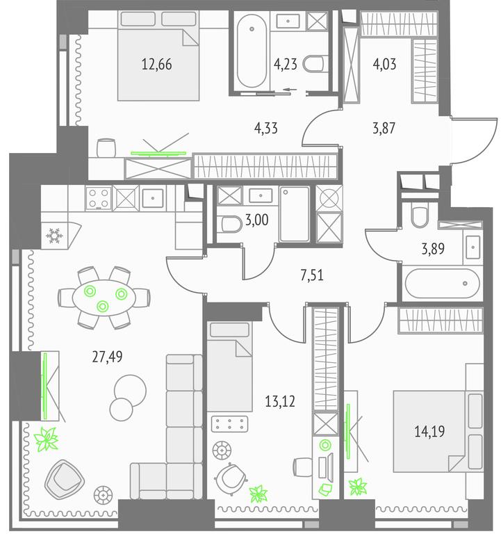 3-BD Apartment Sale, 98.32 sq. m. at Upside Towers, Ogorodny Drive, 4с1, Moscow, Russia #1 3-BD Apartment Sale, 98.32 sq. m. at Upside Towers, Ogorodny Drive, 4с1, Moscow, Russia #1