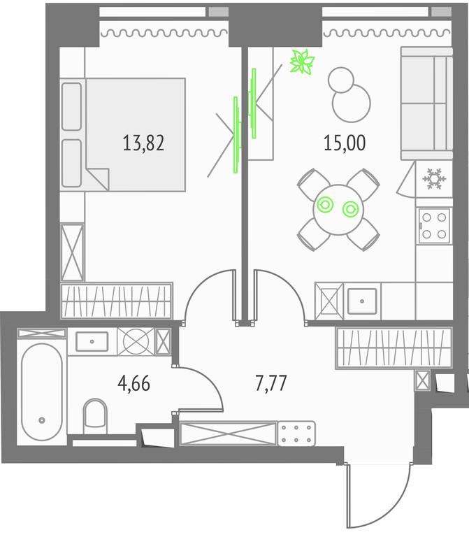 1-BD Apartment Sale, 41.25 sq. m. at Upside Towers, Ogorodny Drive, 4с1, Moscow, Russia #1 1-BD Apartment Sale, 41.25 sq. m. at Upside Towers, Ogorodny Drive, 4с1, Moscow, Russia #1