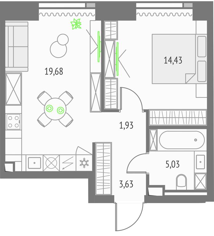 1-BD Apartment Sale, 44.7 sq. m. at Upside Towers, Ogorodny Drive, 4с1, Moscow, Russia #1 1-BD Apartment Sale, 44.7 sq. m. at Upside Towers, Ogorodny Drive, 4с1, Moscow, Russia #1