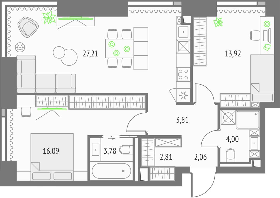 2-BD Apartment Sale, 73.68 sq. m. at Upside Towers, Ogorodny Drive, 4с1, Moscow, Russia #1 2-BD Apartment Sale, 73.68 sq. m. at Upside Towers, Ogorodny Drive, 4с1, Moscow, Russia #1