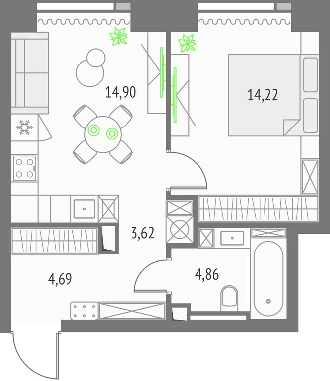 1-BD Apartment Sale, 42.29 sq. m. at Upside Towers, Ogorodny Drive, 4с1, Moscow, Russia #1 1-BD Apartment Sale, 42.29 sq. m. at Upside Towers, Ogorodny Drive, 4с1, Moscow, Russia #1