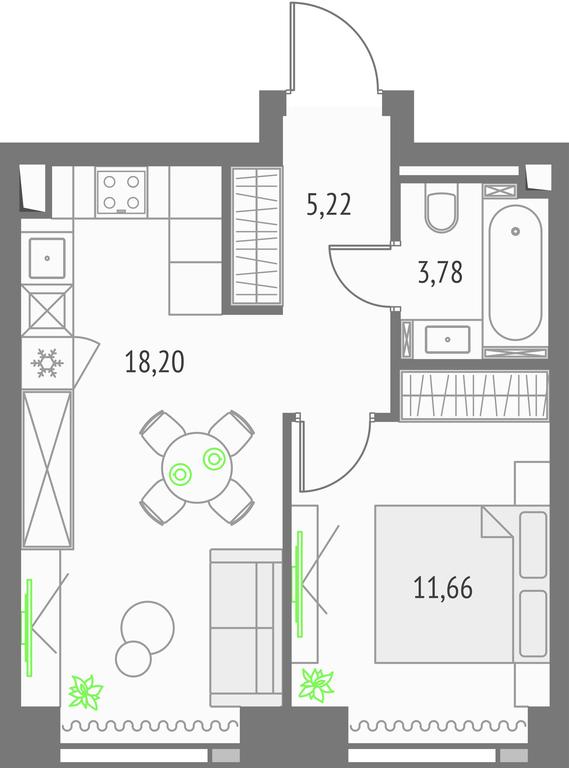 1-BD Apartment Sale, 38.86 sq. m. at Upside Towers, Ogorodny Drive, 4с1, Moscow, Russia #1 1-BD Apartment Sale, 38.86 sq. m. at Upside Towers, Ogorodny Drive, 4с1, Moscow, Russia #1