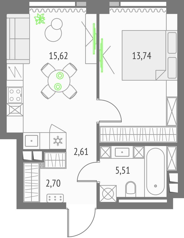 1-BD Apartment Sale, 40.18 sq. m. at Upside Towers, Ogorodny Drive, 4с1, Moscow, Russia #1