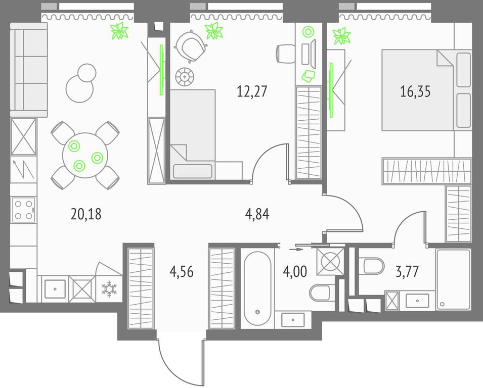2-BD Apartment Sale, 65.97 sq. m. at Upside Towers, Ogorodny Drive, 4с1, Moscow, Russia #1 2-BD Apartment Sale, 65.97 sq. m. at Upside Towers, Ogorodny Drive, 4с1, Moscow, Russia #1