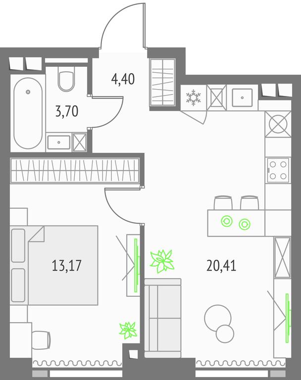 1-BD Apartment Sale, 41.68 sq. m. at Upside Towers, Ogorodny Drive, 4с1, Moscow, Russia #1 1-BD Apartment Sale, 41.68 sq. m. at Upside Towers, Ogorodny Drive, 4с1, Moscow, Russia #1