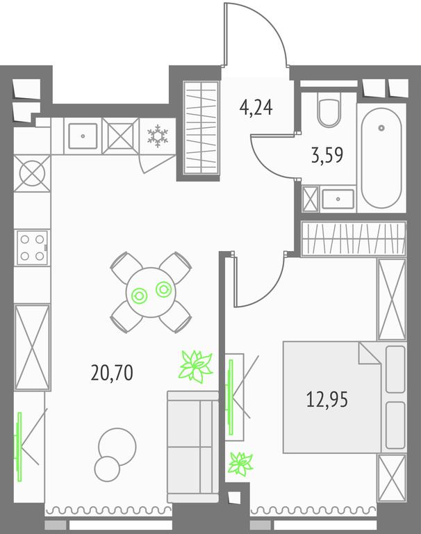 1-BD Apartment Sale, 41.48 sq. m. at Upside Towers, Ogorodny Drive, 4с1, Moscow, Russia #1 1-BD Apartment Sale, 41.48 sq. m. at Upside Towers, Ogorodny Drive, 4с1, Moscow, Russia #1