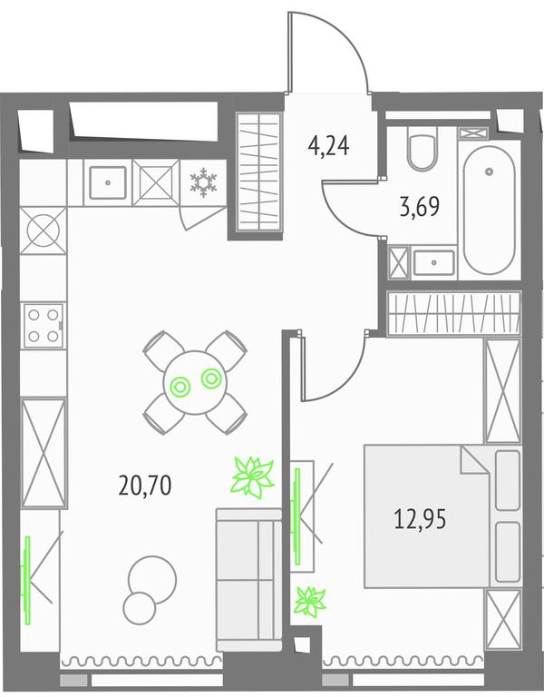 1-BD Apartment Sale, 41.58 sq. m. at Upside Towers, Ogorodny Drive, 4с1, Moscow, Russia #1 1-BD Apartment Sale, 41.58 sq. m. at Upside Towers, Ogorodny Drive, 4с1, Moscow, Russia #1