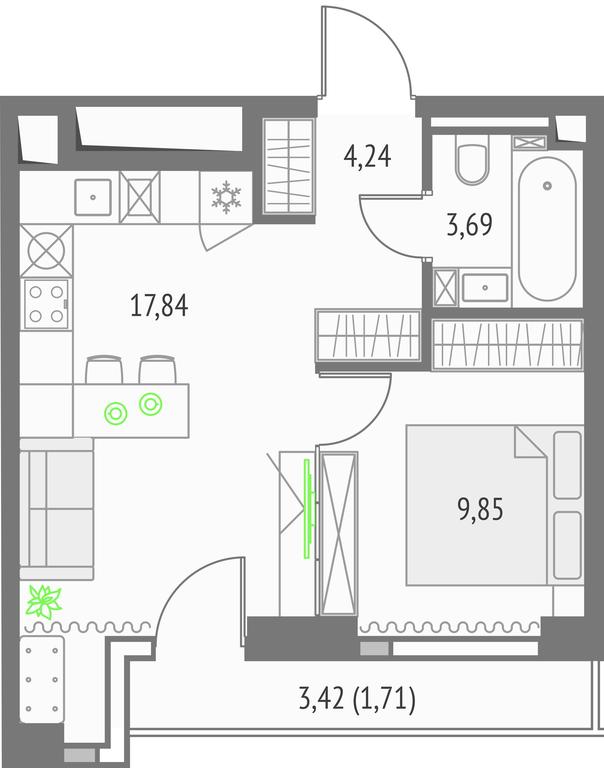 Apartment Sale, 35.62 sq. m. at Upside Towers, Ogorodny Drive, 4с1, Moscow, Russia #1 Apartment Sale, 35.62 sq. m. at Upside Towers, Ogorodny Drive, 4с1, Moscow, Russia #1