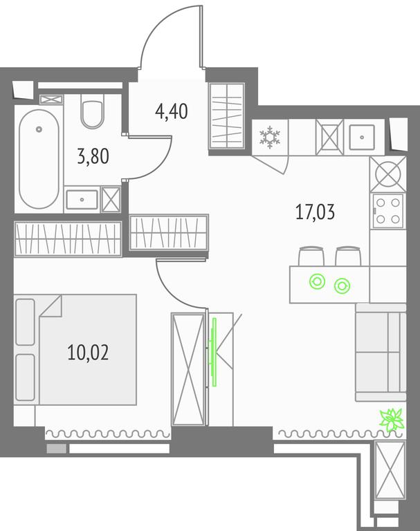 Apartment Sale, 35.25平方米 at Upside Towers, Ogorodny Drive, 4с1, Moscow, Russia #1