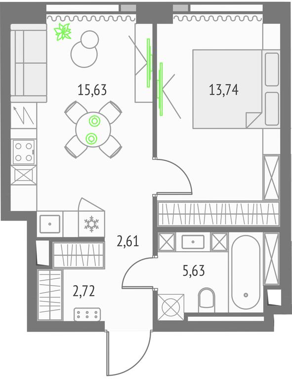 1-BD Apartment Sale, 40.32平方米 at Upside Towers, Ogorodny Drive, 4с1, Moscow, Russia #1 1-BD Apartment Sale, 40.32平方米 at Upside Towers, Ogorodny Drive, 4с1, Moscow, Russia #1