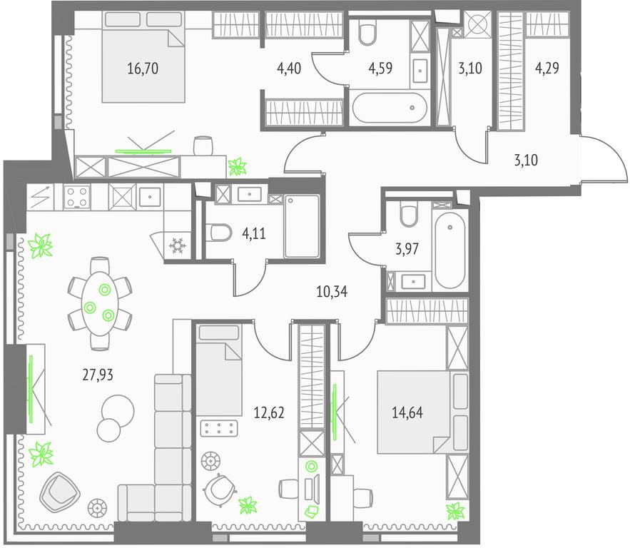 3-BD Apartment Sale, 109.83平方米 at Upside Towers, Ogorodny Drive, 4с1, Moscow, Russia #1 3-BD Apartment Sale, 109.83平方米 at Upside Towers, Ogorodny Drive, 4с1, Moscow, Russia #1
