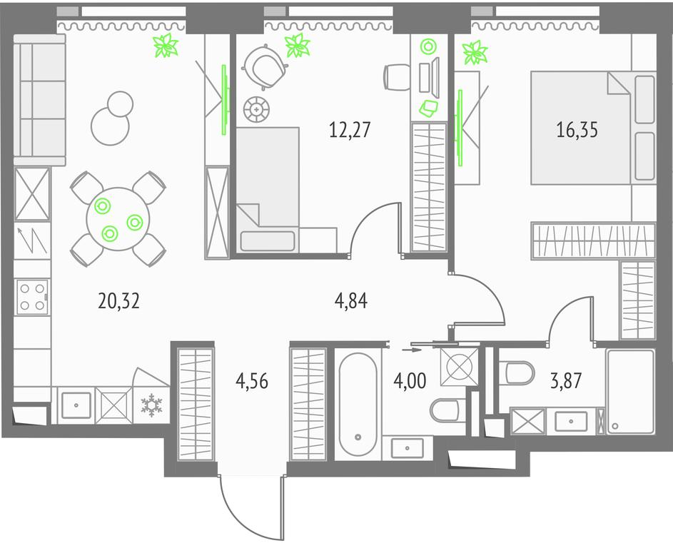 2-BD Apartment Sale, 66.21 sq. m. at Upside Towers, Ogorodny Drive, 4с1, Moscow, Russia #1 2-BD Apartment Sale, 66.21 sq. m. at Upside Towers, Ogorodny Drive, 4с1, Moscow, Russia #1