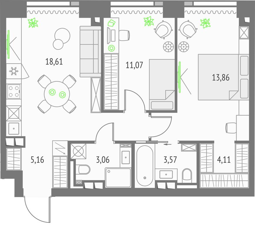 2-BD Apartment Sale, 63.24 sq. m. at Upside Towers, Ogorodny Drive, 4с1, Moscow, Russia #1 2-BD Apartment Sale, 63.24 sq. m. at Upside Towers, Ogorodny Drive, 4с1, Moscow, Russia #1