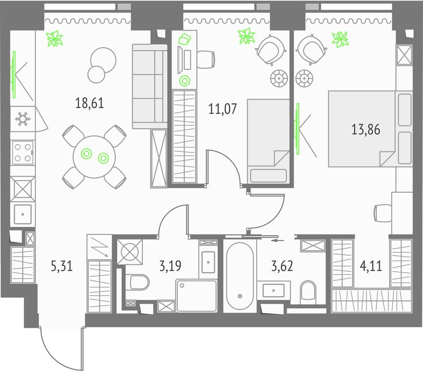 2-BD Apartment Sale, 63.57 sq. m. at Upside Towers, Ogorodny Drive, 4с1, Moscow, Russia #1 2-BD Apartment Sale, 63.57 sq. m. at Upside Towers, Ogorodny Drive, 4с1, Moscow, Russia #1