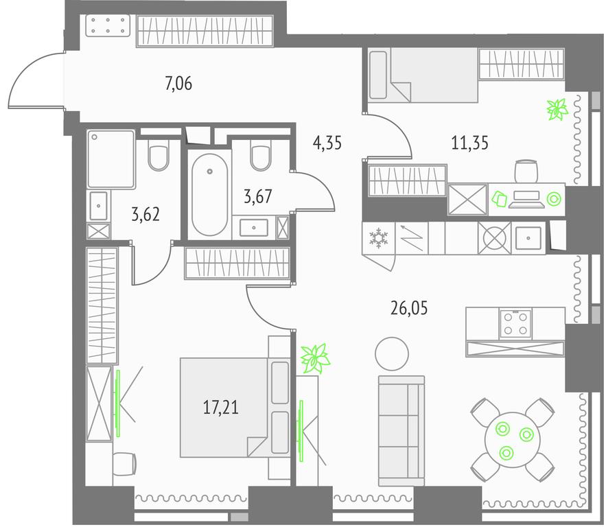 2-BD Apartment Sale, 73.31 sq. m. at Upside Towers, Ogorodny Drive, 4с1, Moscow, Russia #1 2-BD Apartment Sale, 73.31 sq. m. at Upside Towers, Ogorodny Drive, 4с1, Moscow, Russia #1