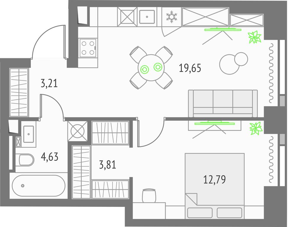 1-BD Apartment Sale, 44.09 sq. m. at Upside Towers, Ogorodny Drive, 4с1, Moscow, Russia #1 1-BD Apartment Sale, 44.09 sq. m. at Upside Towers, Ogorodny Drive, 4с1, Moscow, Russia #1