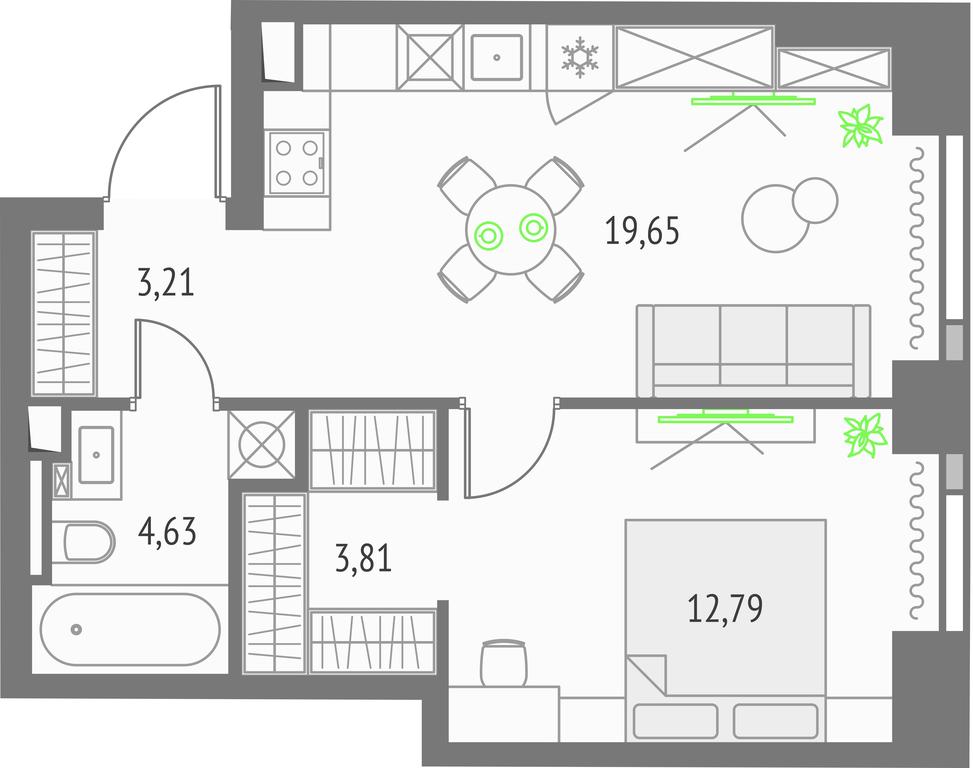 1-BD Apartment Sale, 44.09 sq. m. at Upside Towers, Ogorodny Drive, 4с1, Moscow, Russia #1 1-BD Apartment Sale, 44.09 sq. m. at Upside Towers, Ogorodny Drive, 4с1, Moscow, Russia #1