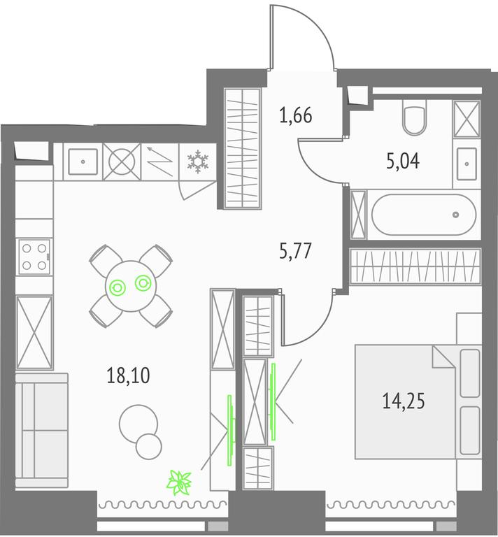 1-BD Apartment Sale, 44.82平方米 at Upside Towers, Ogorodny Drive, 4с1, Moscow, Russia #1 1-BD Apartment Sale, 44.82平方米 at Upside Towers, Ogorodny Drive, 4с1, Moscow, Russia #1