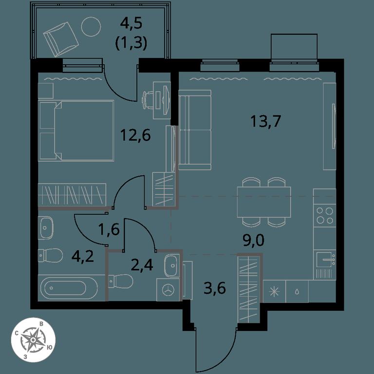 2-BD Apartment Sale, 48.4平方米 at 1 Izmajlovskij, Montazhnaya Street, 8с13, Moscow, Russia #1 2-BD Apartment Sale, 48.4平方米 at 1 Izmajlovskij, Montazhnaya Street, 8с13, Moscow, Russia #1