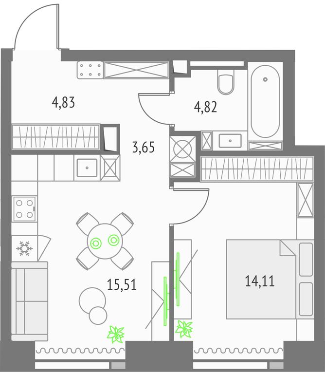 1-BD Apartment Sale, 42.92 sq. m. at Upside Towers, Ogorodny Drive, 4с1, Moscow, Russia #1 1-BD Apartment Sale, 42.92 sq. m. at Upside Towers, Ogorodny Drive, 4с1, Moscow, Russia #1
