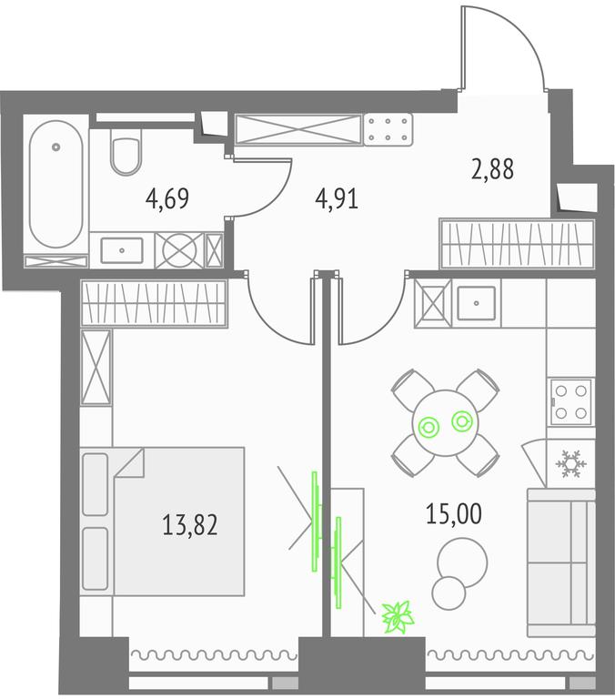 1-BD Apartment Sale, 41.3平方米 at Upside Towers, Ogorodny Drive, 4с1, Moscow, Russia #1 1-BD Apartment Sale, 41.3平方米 at Upside Towers, Ogorodny Drive, 4с1, Moscow, Russia #1