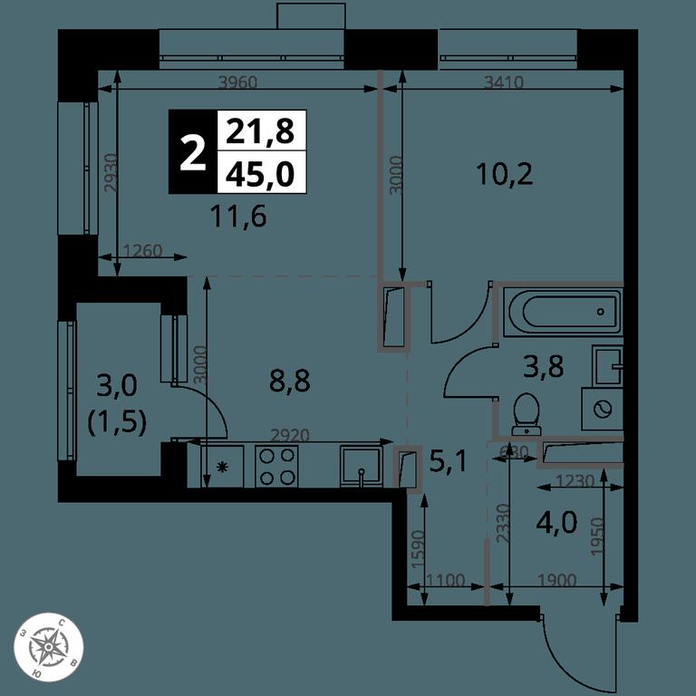 2-BD Apartment Sale, 45 sq. m. at 1-y Salarevskiy, Kiyevskoye Highway, Moskovskiy Settlement, Moscow, Russia #2 2-BD Apartment Sale, 45 sq. m. at 1-y Salarevskiy, Kiyevskoye Highway, Moskovskiy Settlement, Moscow, Russia #2