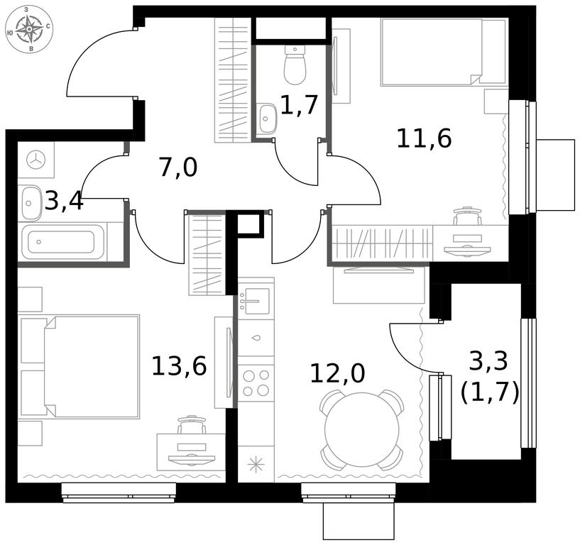 2-BD Apartment Sale, 51 sq. m. at 1 Izmajlovskij, Montazhnaya Street, 8с13, Moscow, Russia #1 2-BD Apartment Sale, 51 sq. m. at 1 Izmajlovskij, Montazhnaya Street, 8с13, Moscow, Russia #1