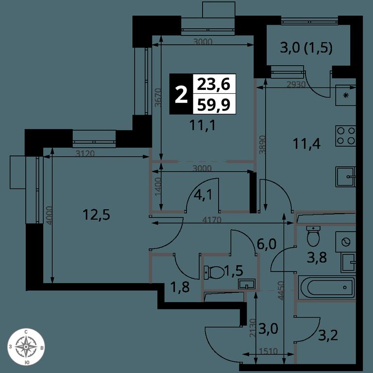 2-BD Apartment Sale, 59.9 sq. m. at 1-y Salarevskiy, Kiyevskoye Highway, Moskovskiy Settlement, Moscow, Russia #2 2-BD Apartment Sale, 59.9 sq. m. at 1-y Salarevskiy, Kiyevskoye Highway, Moskovskiy Settlement, Moscow, Russia #2