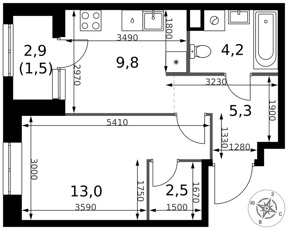 1-BD Apartment Sale, 36.3平方米 at 1 Izmajlovskij, Montazhnaya Street, 8с13, Moscow, Russia #2 1-BD Apartment Sale, 36.3平方米 at 1 Izmajlovskij, Montazhnaya Street, 8с13, Moscow, Russia #2